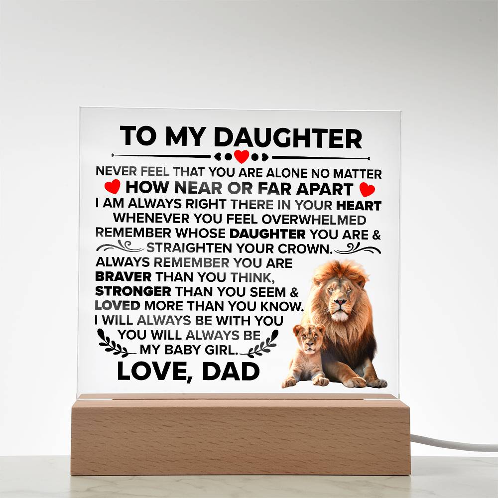 TO MY DAUGHTER BRAVER SQUARE ACRYLIC