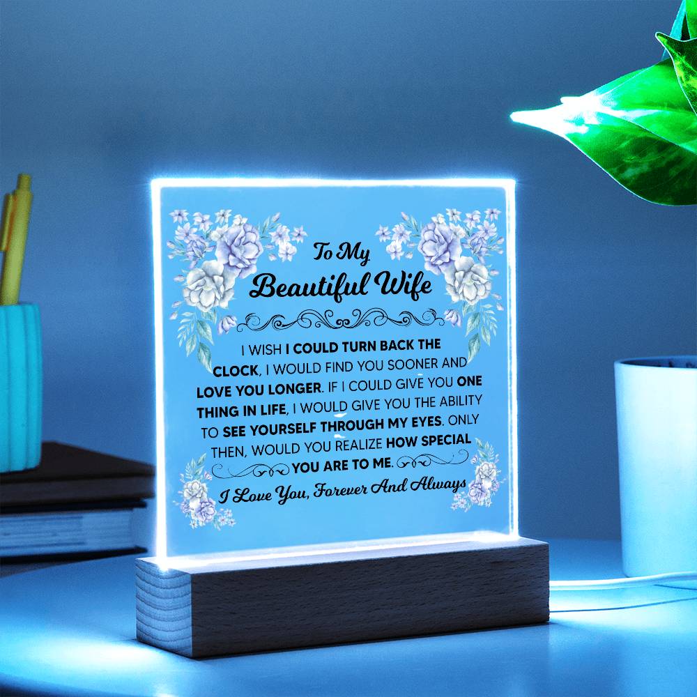 TO MY BEAUTIFUL WIFE SQUARE ACRYLIC PLAQUE 1