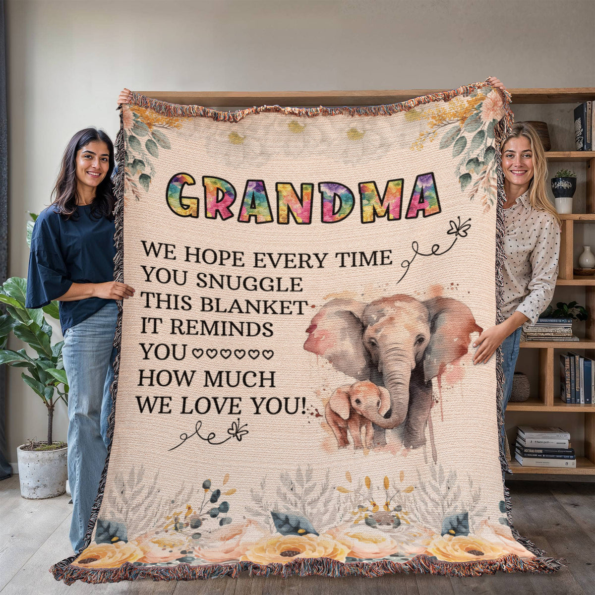 To My Grandma - Elephant Woven Blanket