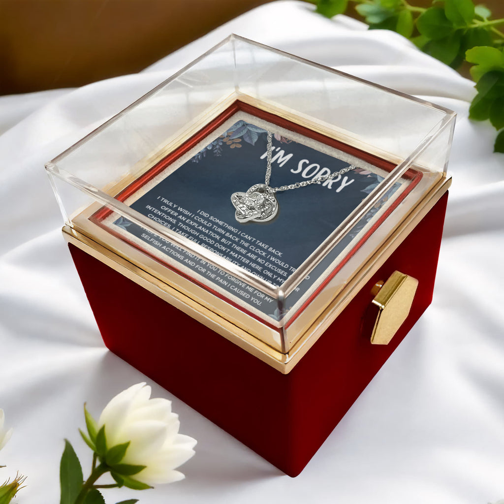 I'm Sorry Gifts For Her - Love Knot with Rotating Rose Gift Box